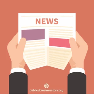 cartoon graphic of arms holding open newspaper