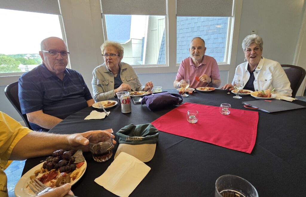 Four people at a table