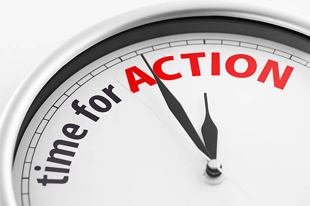 Clock with the words "Time for Action"