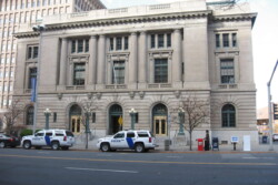 Street view of historic government office building