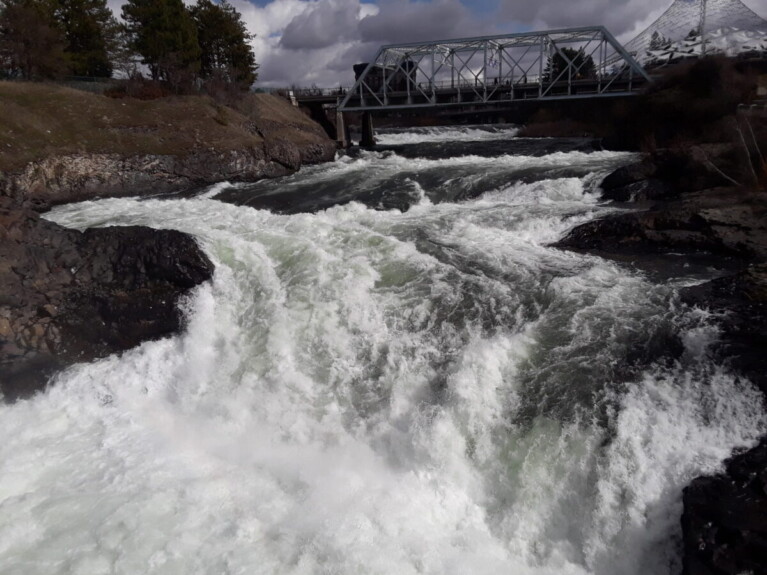 Cascading white water on river.