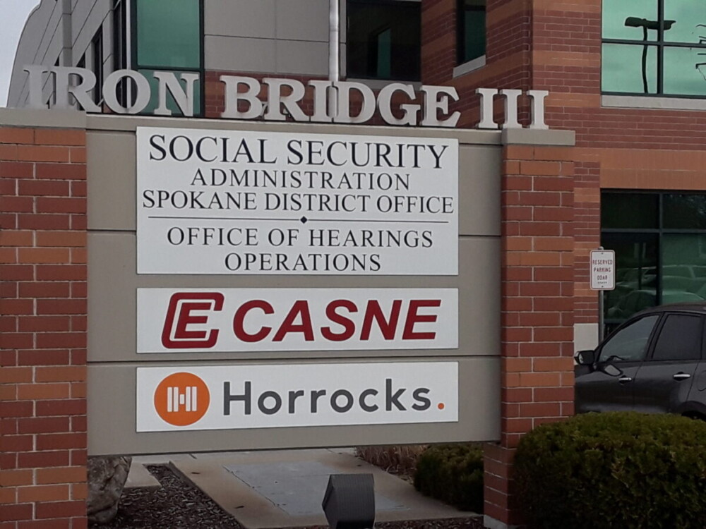 Sign publicizes Social Security Administration, Spokane District Office