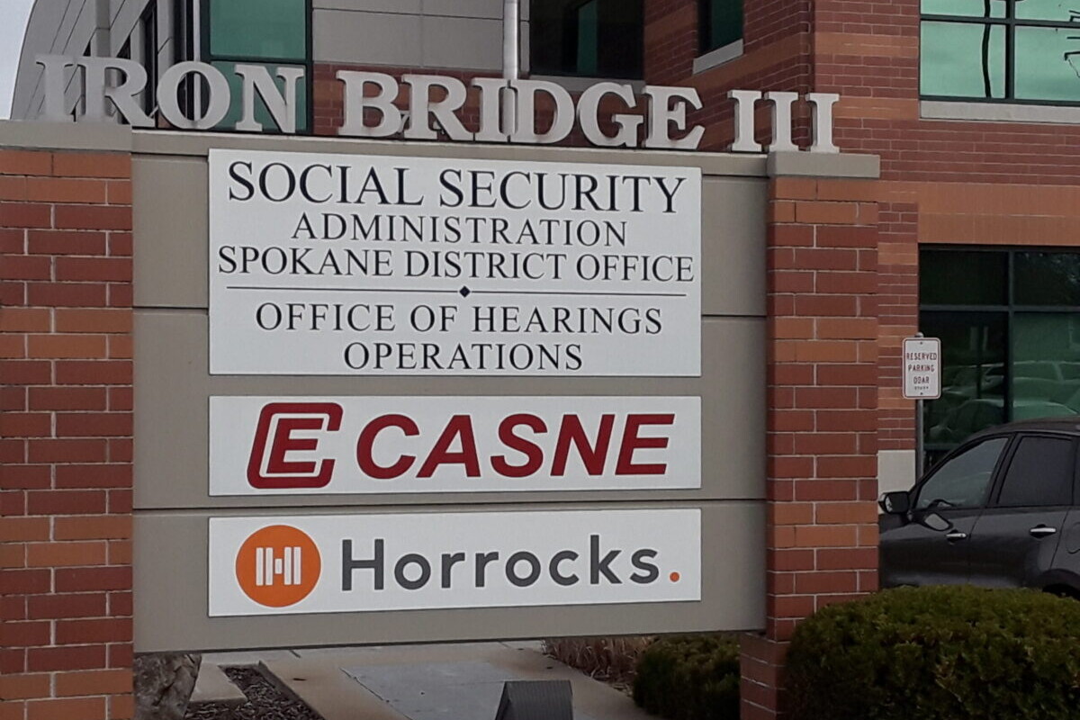 Sign publicizes Social Security Administration, Spokane District Office