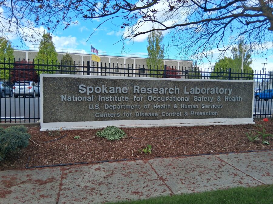 Sign publicizes Spokane Research Laboratory, National Institute for Occupational Safety & Health
