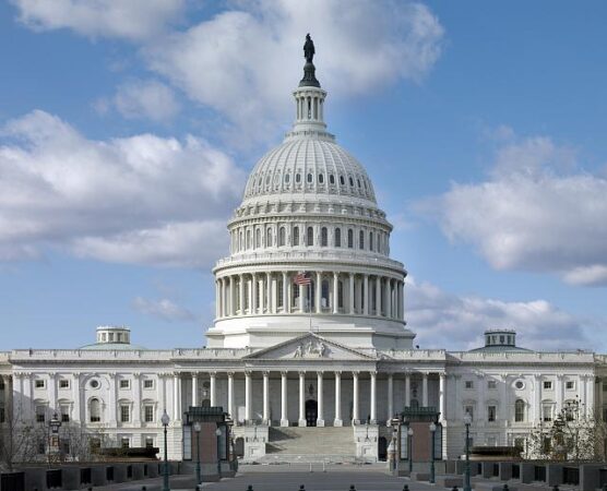 Front view of U.S. Capitol Building.