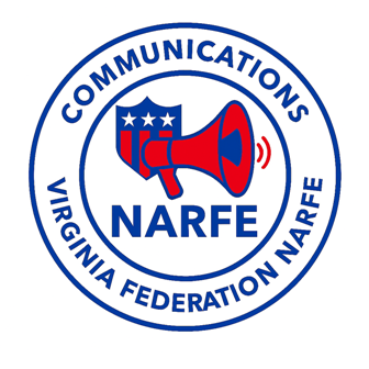 A circle with a megaphone and the words Virginia Federation of Narfe Communications