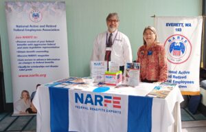 NARFE Chapter members shown at a table at the SnoCo Regional Expo, March 2024