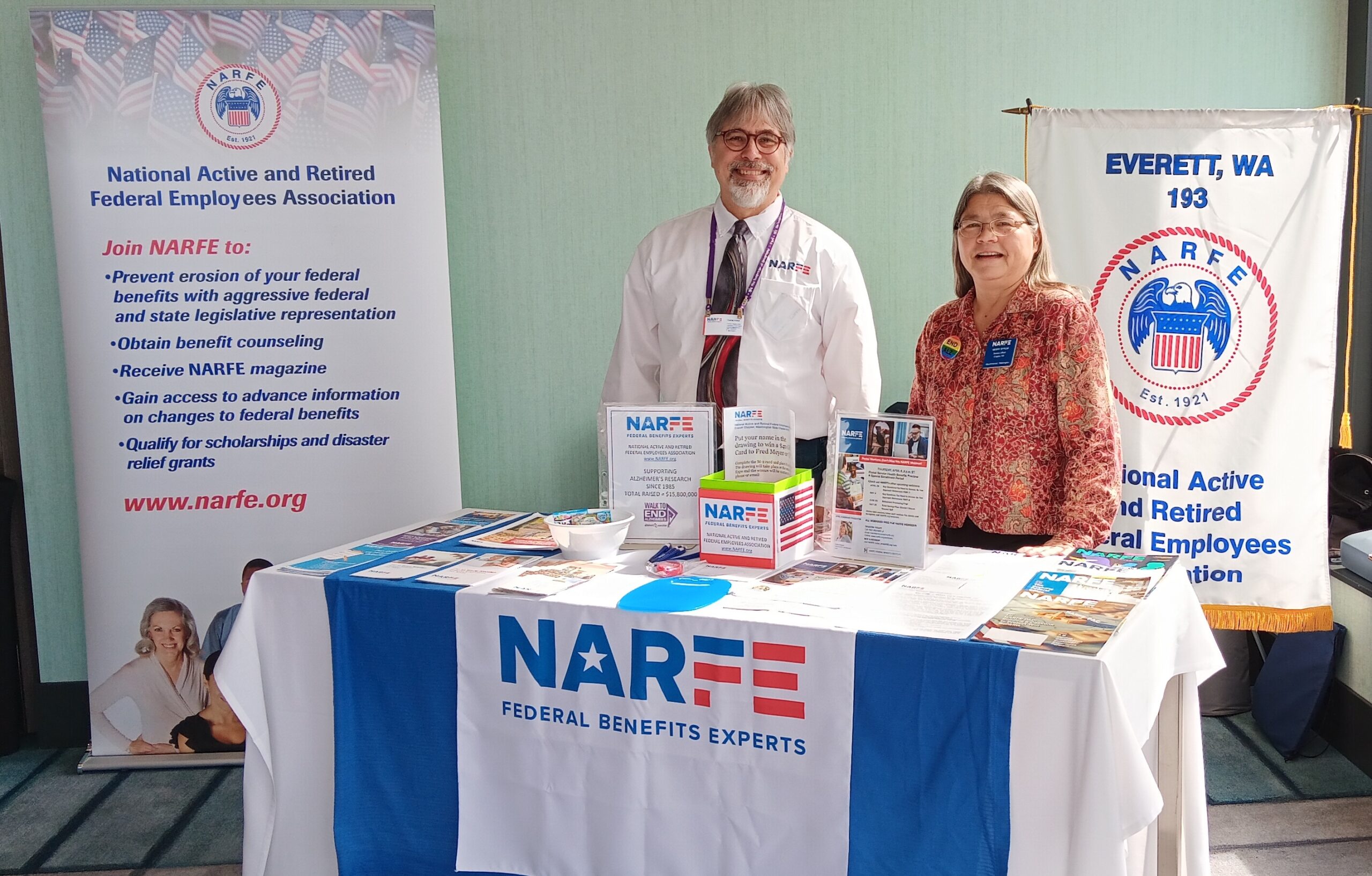 NARFE Chapter members shown at a table at the SnoCo Regional Expo, March 2024