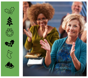 women celebrate holiday meeting