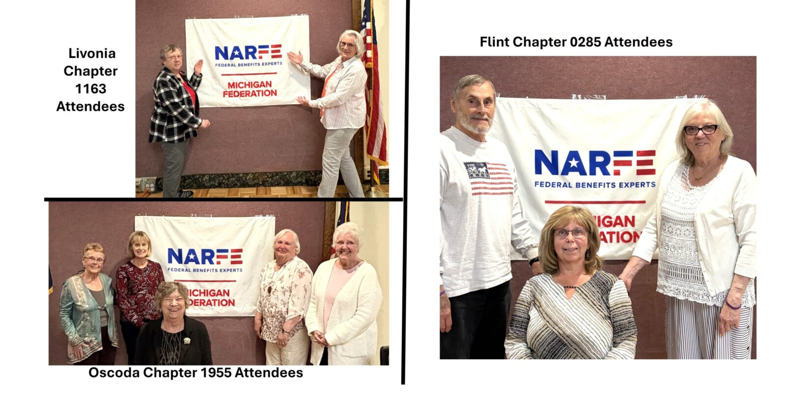 Three pictures each of different chapter members attending conference