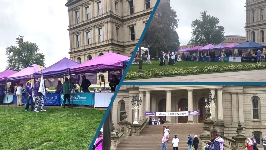 Three pictures of Alzheimer's Event activities