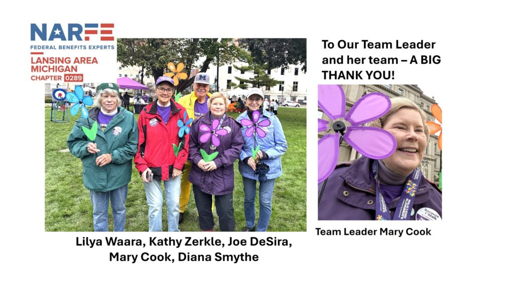 NARFE Lansing Chapter 0289 Walk to End Alzheimer's Team and Leader by names.