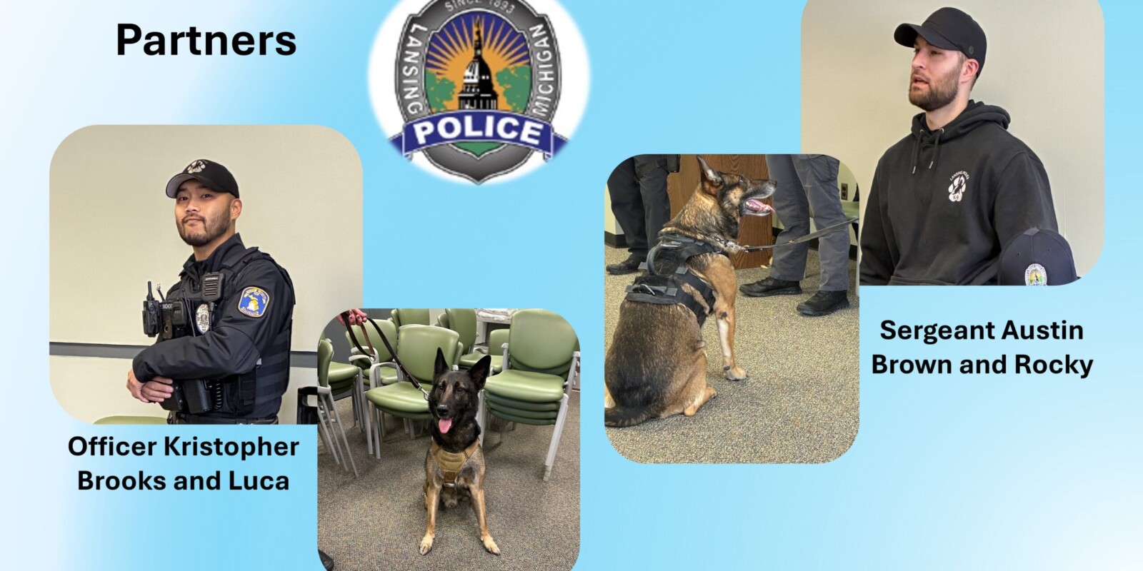 Officers pictured beside their K-9 partners