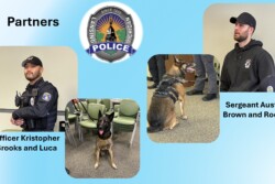 Officers pictured beside their K-9 partners