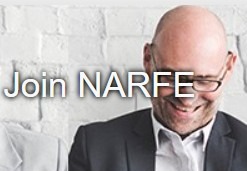 A man smiling behind the phrase "Join NARFE"