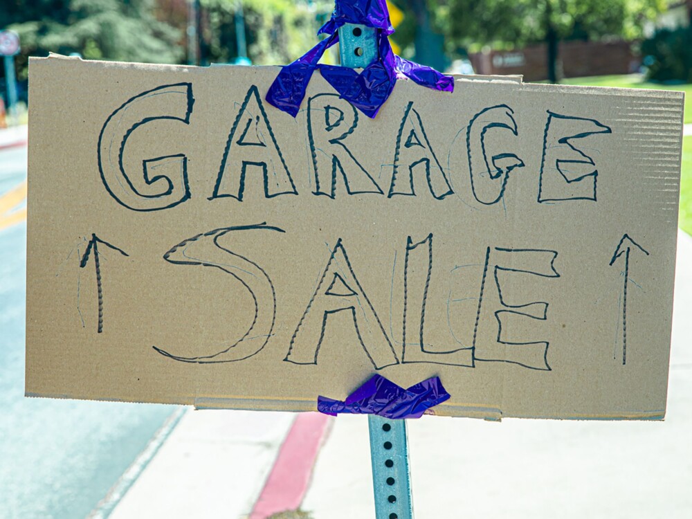 handwritten garage sale sign