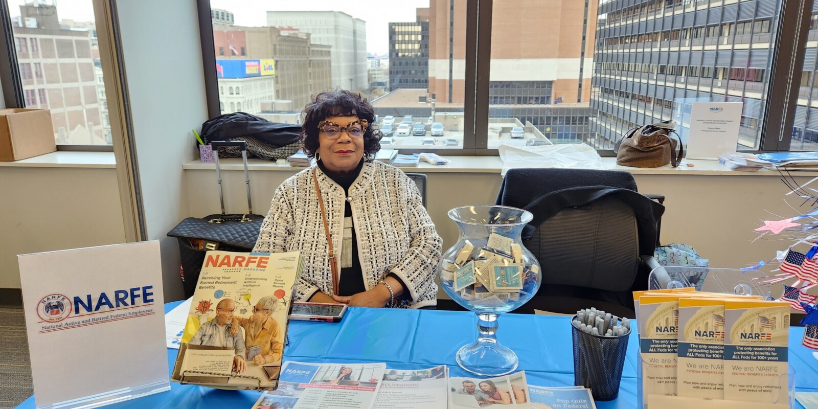 Chapter 1st VP Recruiting new members at the DOJ's Benefits Fair