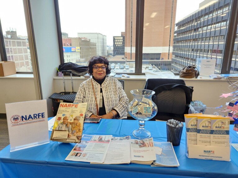 Chapter 1st VP Recruiting new members at the DOJ's Benefits Fair