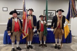 Men dressed in Colonial uniforms presented the flags at PA Federation Convention