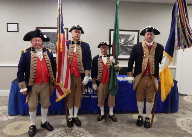 Men dressed in Colonial uniforms presented the flags at PA Federation Convention