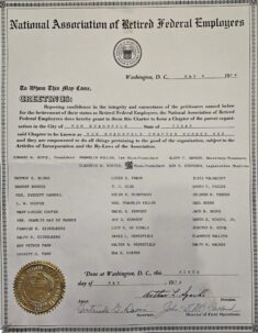 1974 Charter for NARFE Chpt. 0672