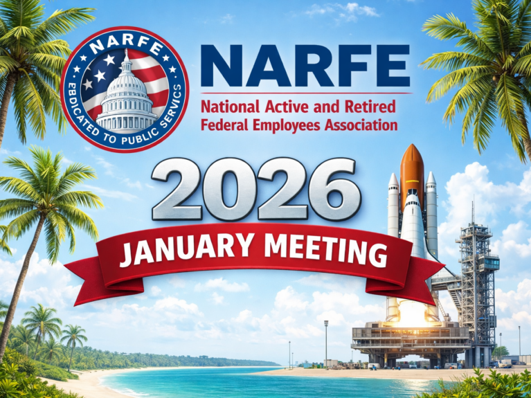 This is a graphic showing the NARFE logo and referring to the Jan 2026 meeting