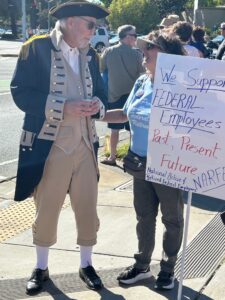 Kathy talks to a Minuteman