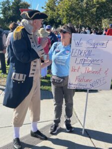 Kathy talks to a Minuteman