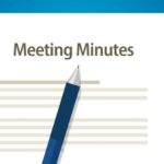 Picture of paper with words Meeting Minutes with a pen on top
