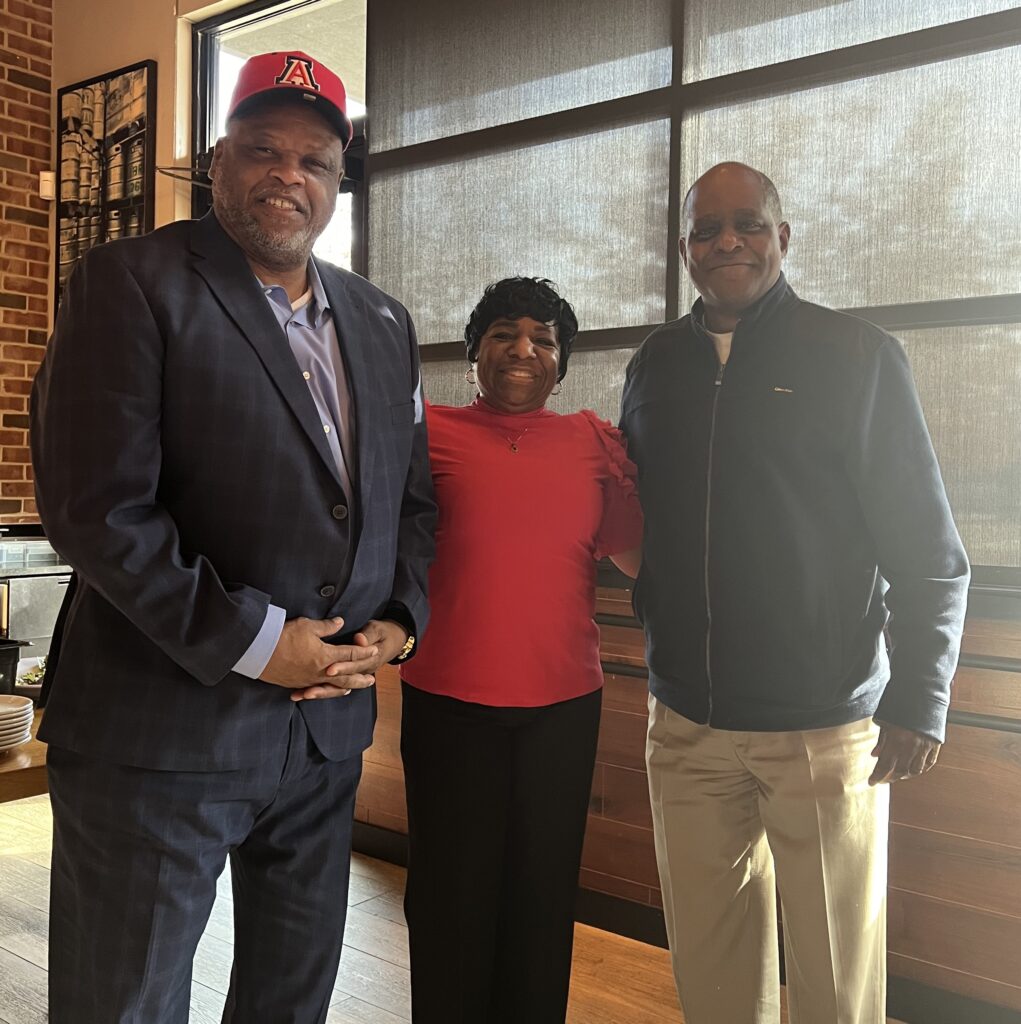 From the left: MD Fed President Roundtree, Chapter President Hyman, Vice President Williams at the Chapter Holiday Luncheon, December 2023