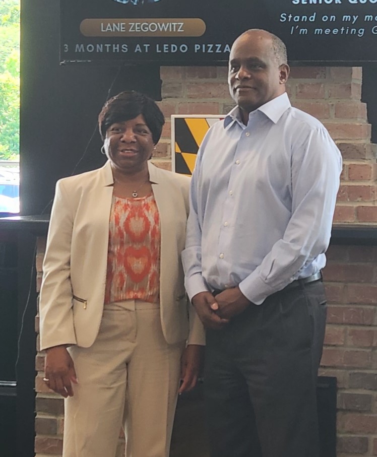 Chapter President Angela Hyman and Vice President Gerald Williams at the Ledo's Luncheon, June 2023