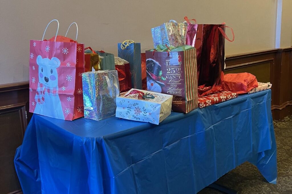Chapter Holiday Luncheon Gifts Table Dec 2024