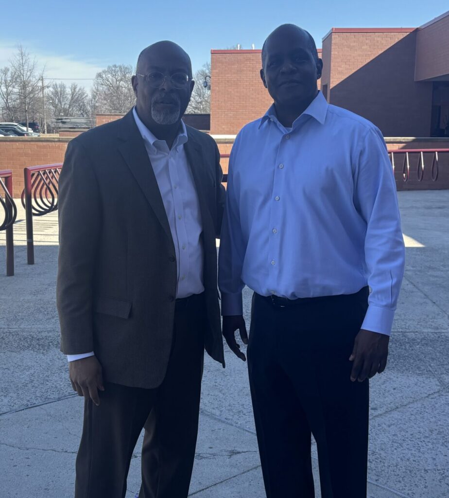 Fourth District Congressman Glen Ivey and Chapter Vice President Gerald Williams outside the Civil Service Summit