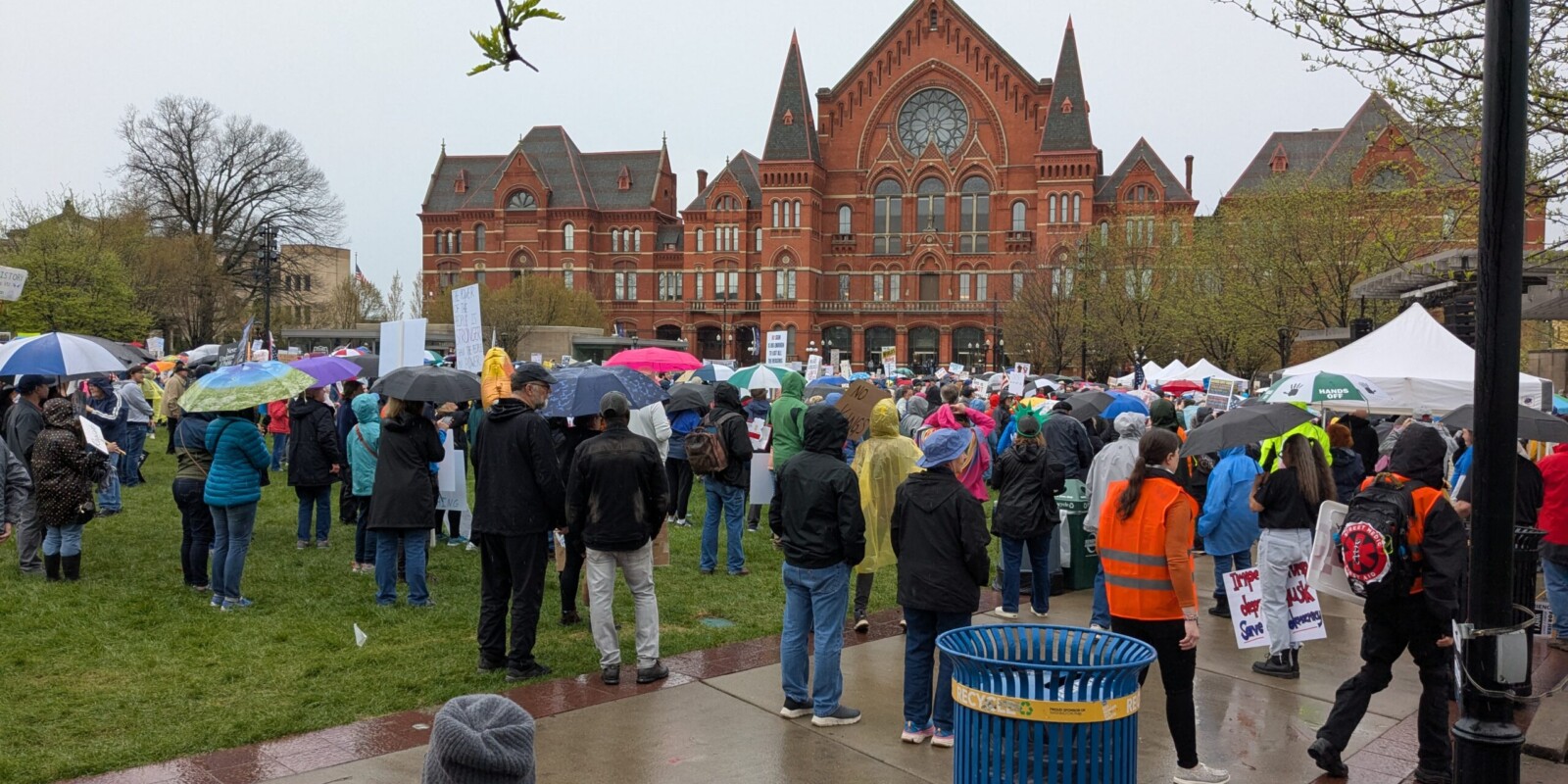 Large crowd at Hands Off Rally in Cincinnati, OH