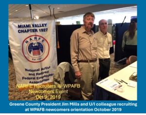 Greene County President Jim Mills and U/I colleague recruiting at WPAFB newcomers orientation October 2019