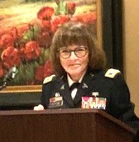Dr. Kathy Platoni, Colonel U.S. Army (retired) gives talk at the MCL cafeteria on the combat stress she encountered with soldiers during multiple tours of duty