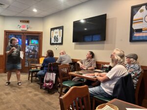 Guest speaker Sharon Vasickanin provides information regarding Project Linus to chapter members.