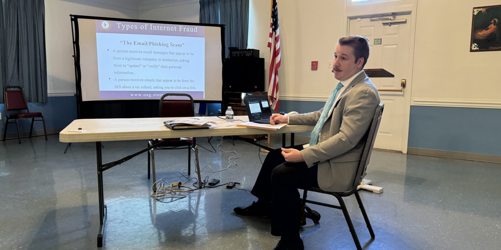 Speaker emphasizes Types of Internet Fraud