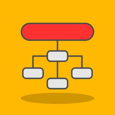 simple graphic of an organization chart with one superior and three subordinates