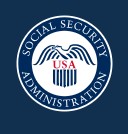 round SSA seal with stylized eagle above USA