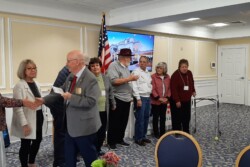 Picture of National President congratulating new KY Federation Officers