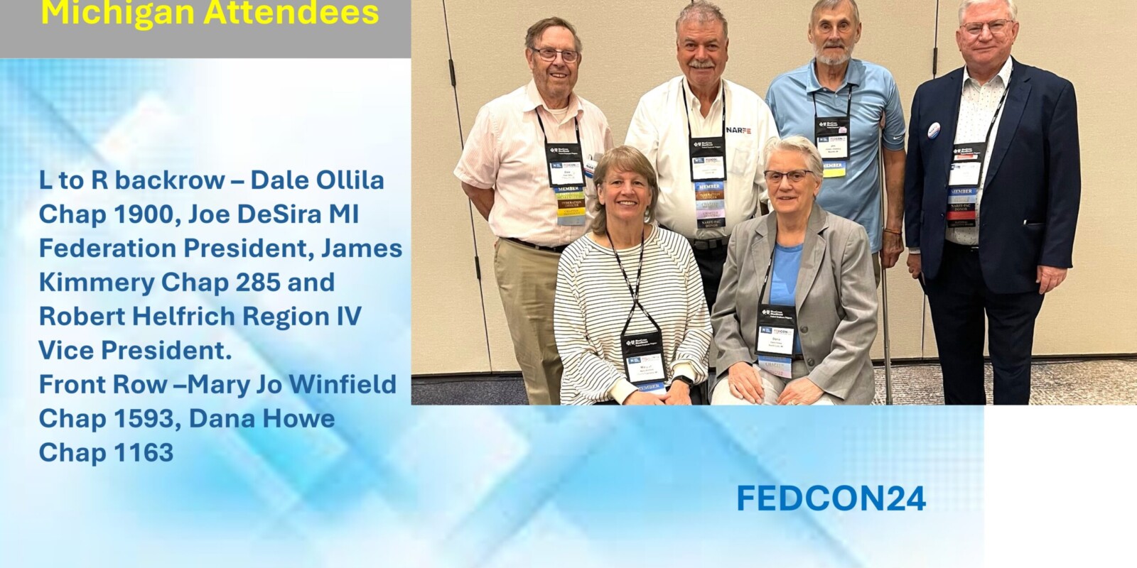 Picture of 5 Michigan NARFE members taken with Region IV Vice President.