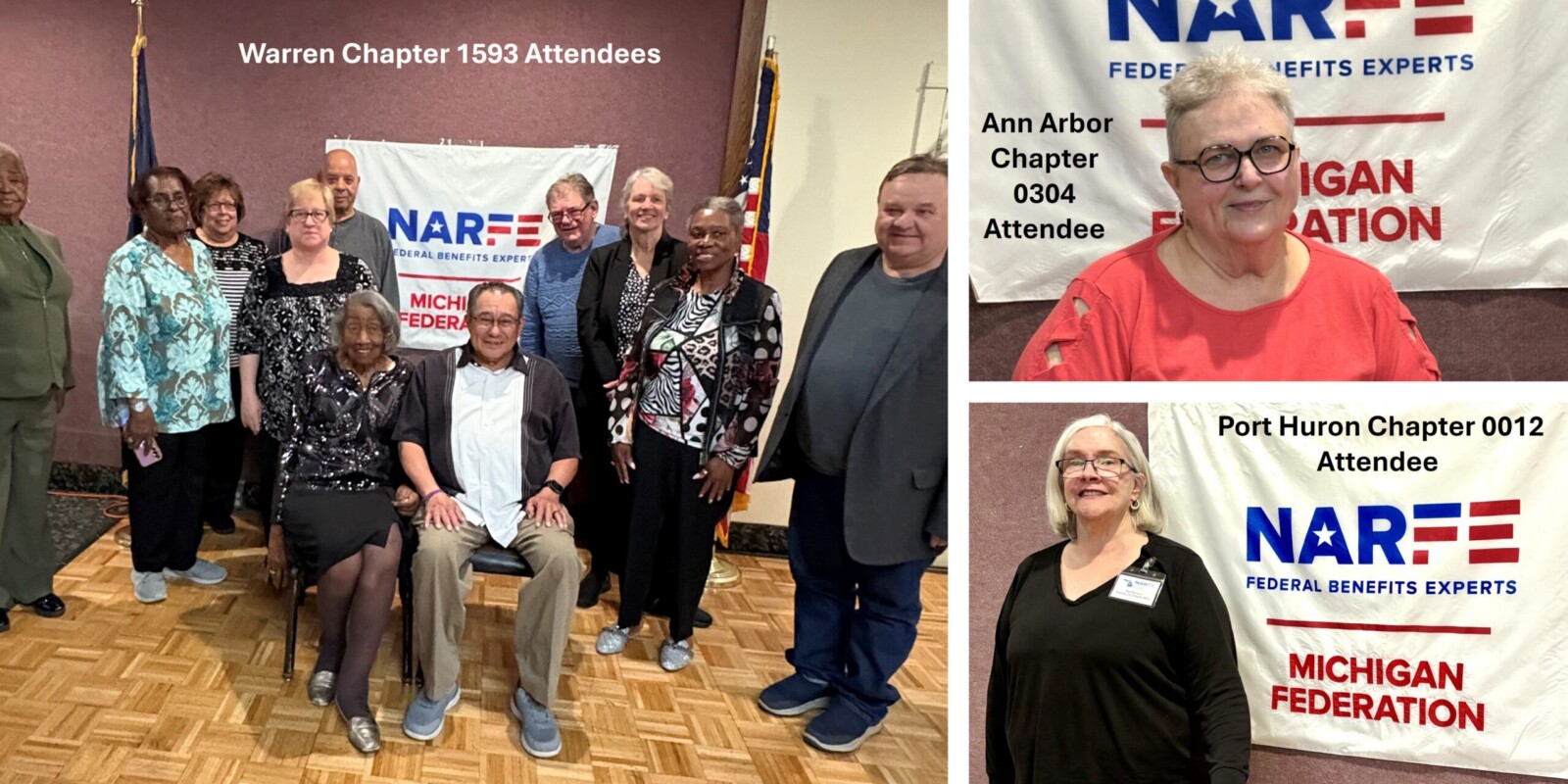 Three pictures of chapter attendees at conference