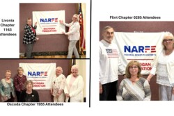 Three pictures each of different chapter members attending conference