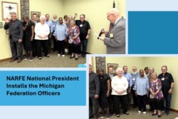 Two views of newly elected Federation officers during installation