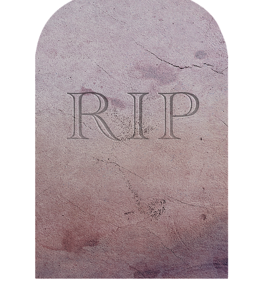 Gravestone that says RIP (rest in peace)