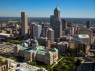 Aerial view of downtown Indianapolis