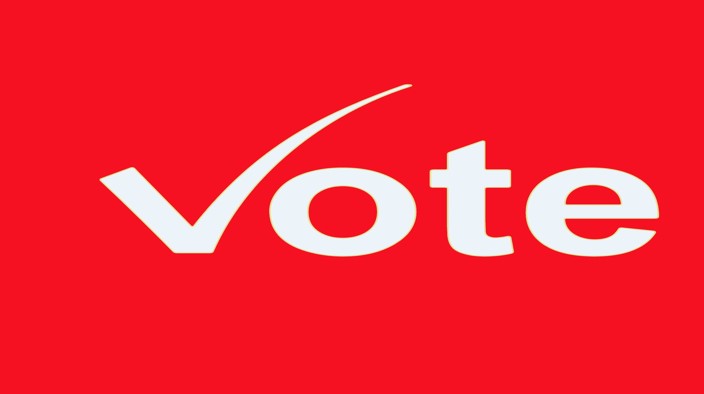 A graphic that says "Vote" over a red background