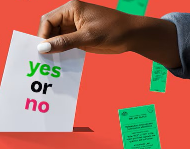hand voting on orange background holding ballot