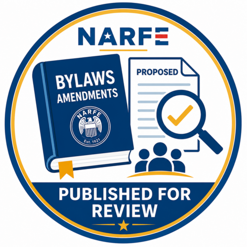NARFE Bylaw Amendments are ready for review, there is a book, a paper and a magnifying glass